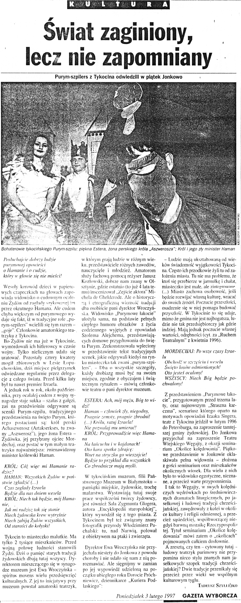 Purimowe Łakocie - artykuł z Gazety Wyborczej