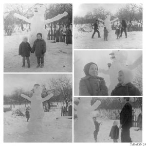 zima-kolaż, zmontowany dzięki Google Photo, zdjęcia troszeczkę starsze od poprzednich; na fotkach prócz mnie i siostry mój Tata Antoni (śp.) i wujek Andrzej Olkowski (śp.), na zdjeciu po prawej od góry są oni odpowiednio po prawej i po lewej.